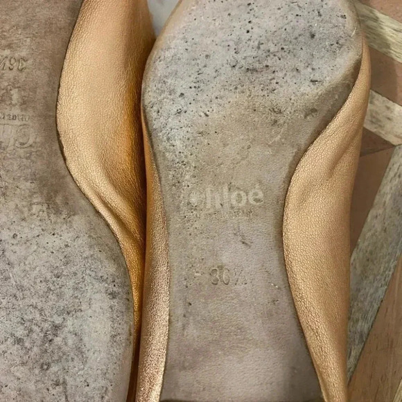 Chloe - Lauren Scalloped Leather Ballerina Flat, Pastel Rose Gold - Picture 7 of 9